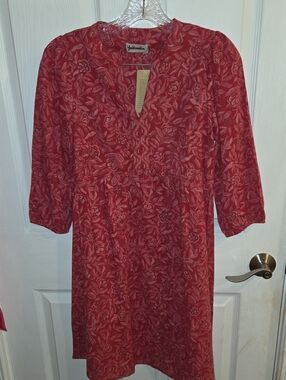 fabindia Red Floral Midi Dress